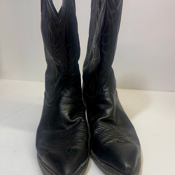 Dan Post Black Leather Heeled Boots size 10 men’s - Picture 1 of 13